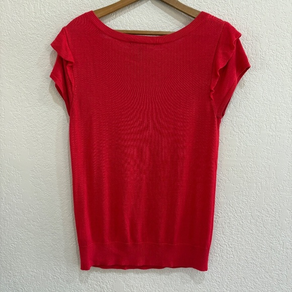 Banana Republic Red Knit Sweater Top with Ruffle Sleeves – Size S - Picture 5 of 6